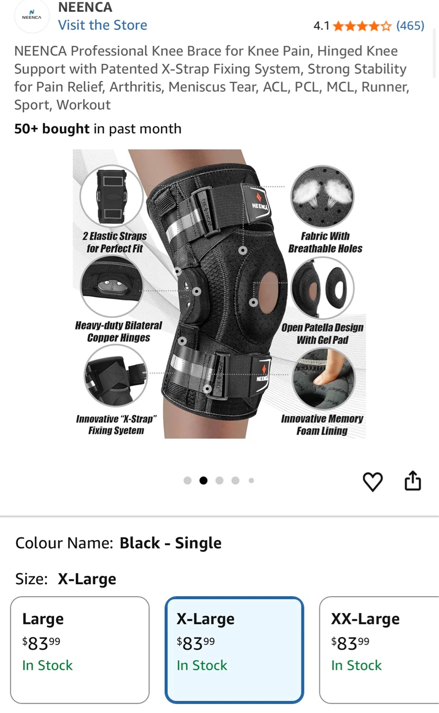 NEENCA HX035/042 Knee Brace - Black, X-Large - photo 2