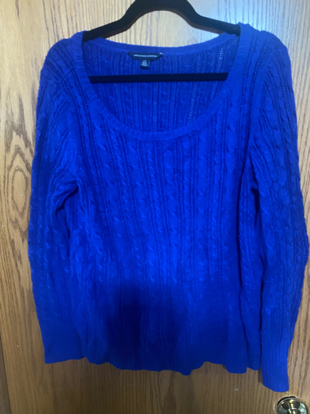 Navy blue  Cable Knit Scoop Neck Sweater - photo 2