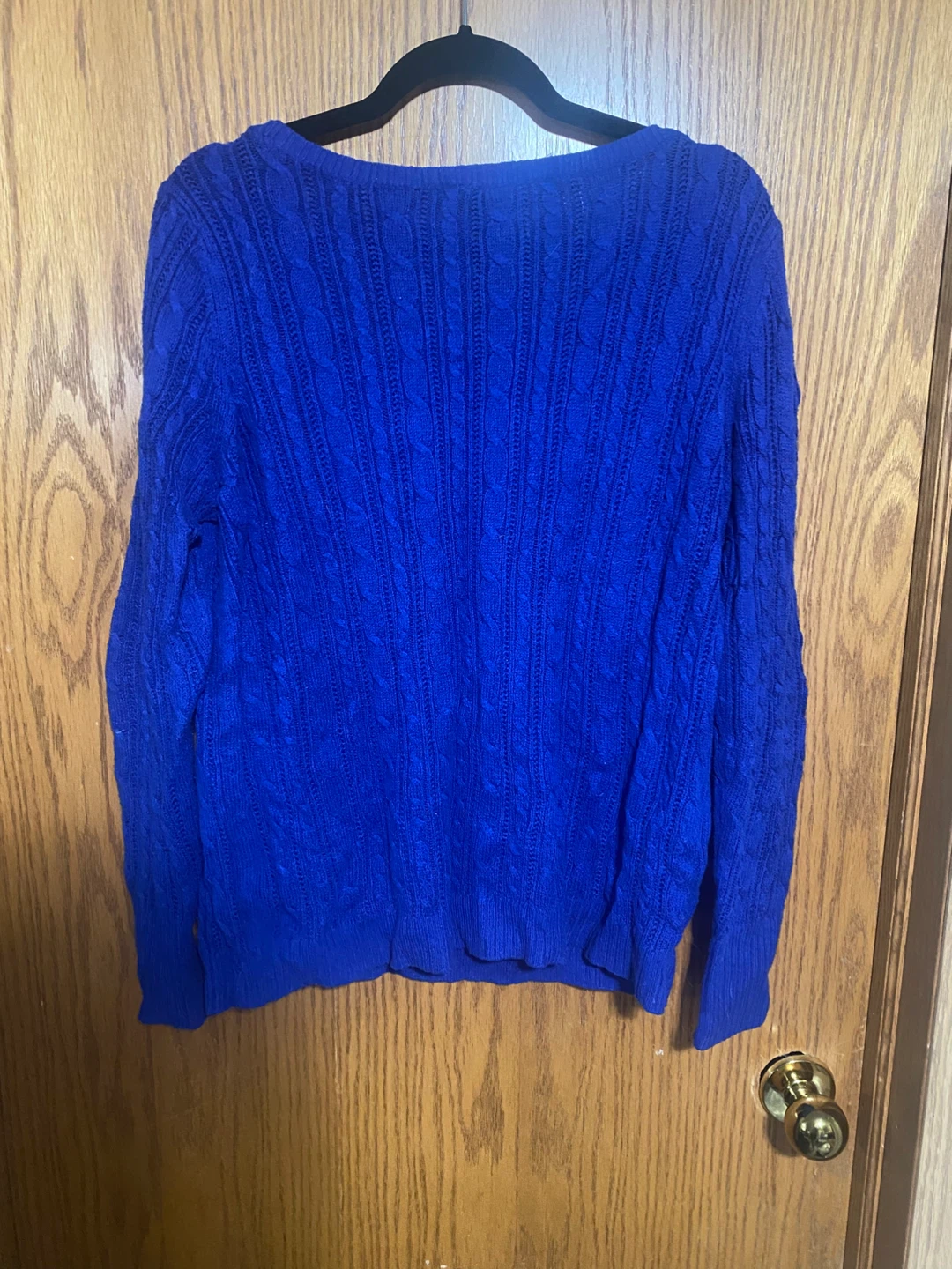Navy blue  Cable Knit Scoop Neck Sweater - photo 3