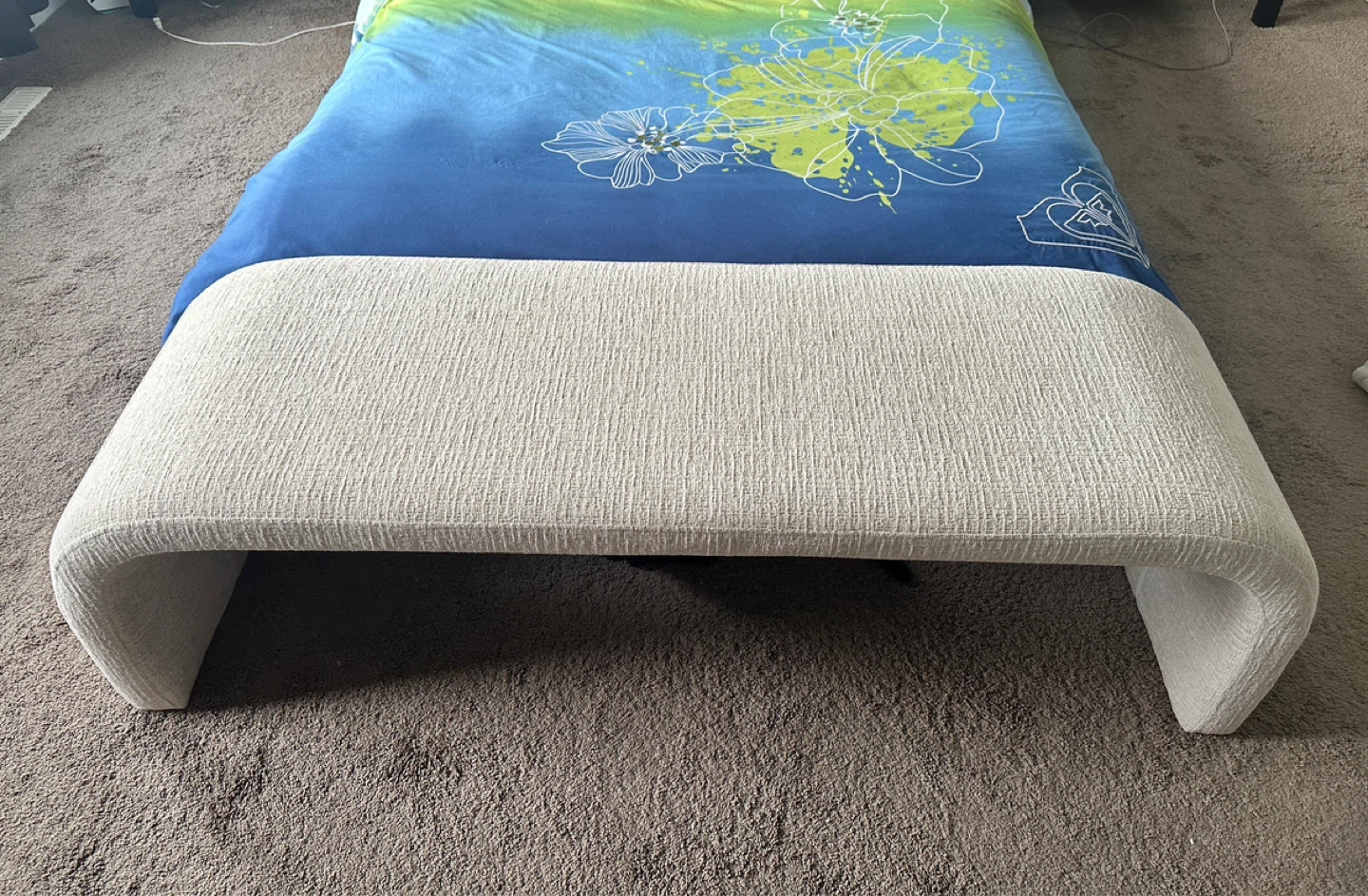Textured Upholstered Waterfall Bench