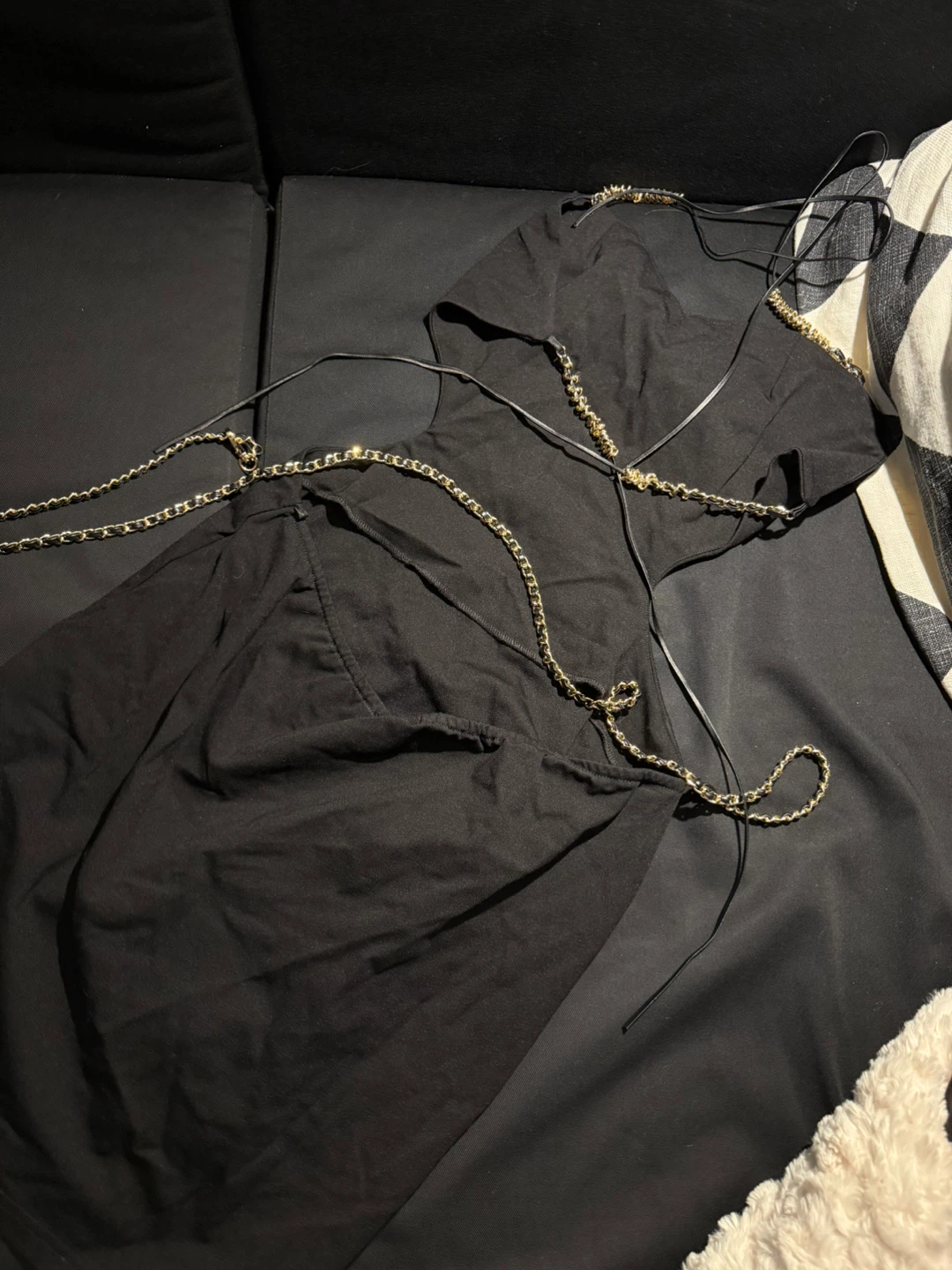 Low back Black Chain Detail Dress - photo 3