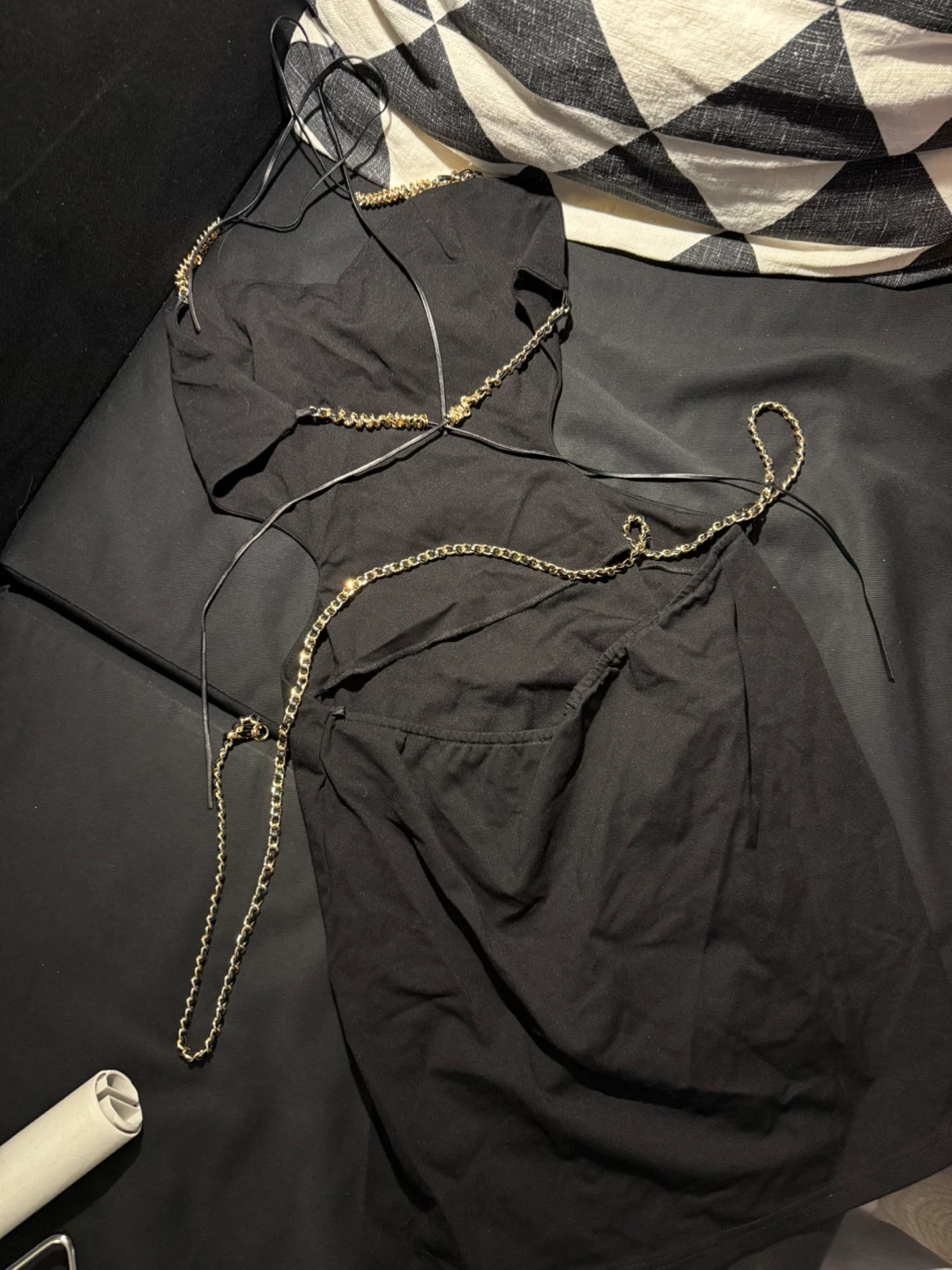 Low back Black Chain Detail Dress - photo 2