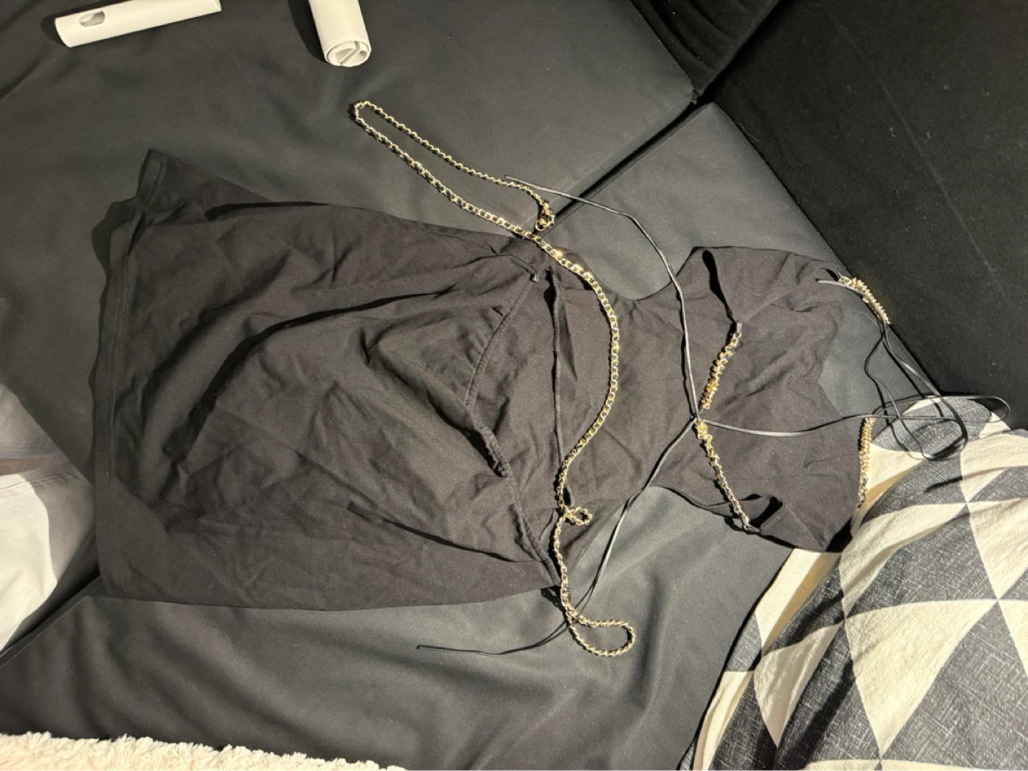 Low back Black Chain Detail Dress - photo 4