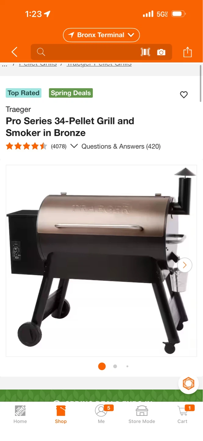 Traeger Pro 34 Pellet Grill and Smoker in Bronze