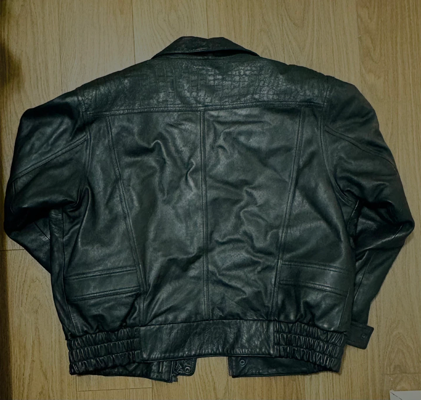 Vintage Full-Grain Leather Bomber Jacket – Size L - photo 2