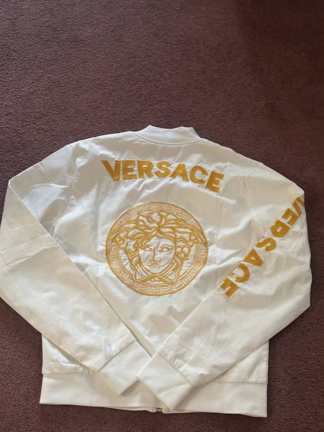 Versace White Bomber Jacket with Gold Medusa Logo - photo 2