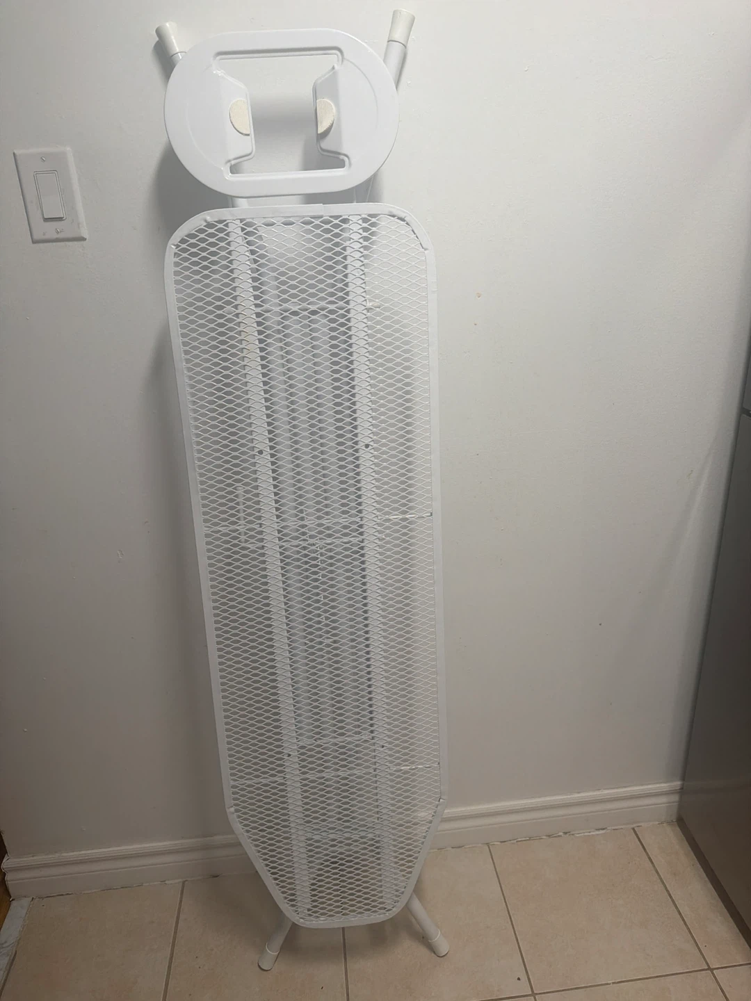 White Folding Ironing Board with Sleeve Board