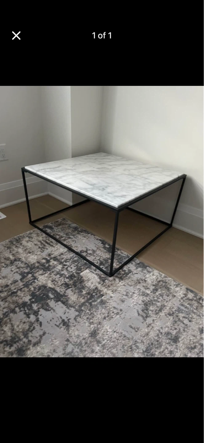 Marble Top Coffee Table with Black Metal Frame