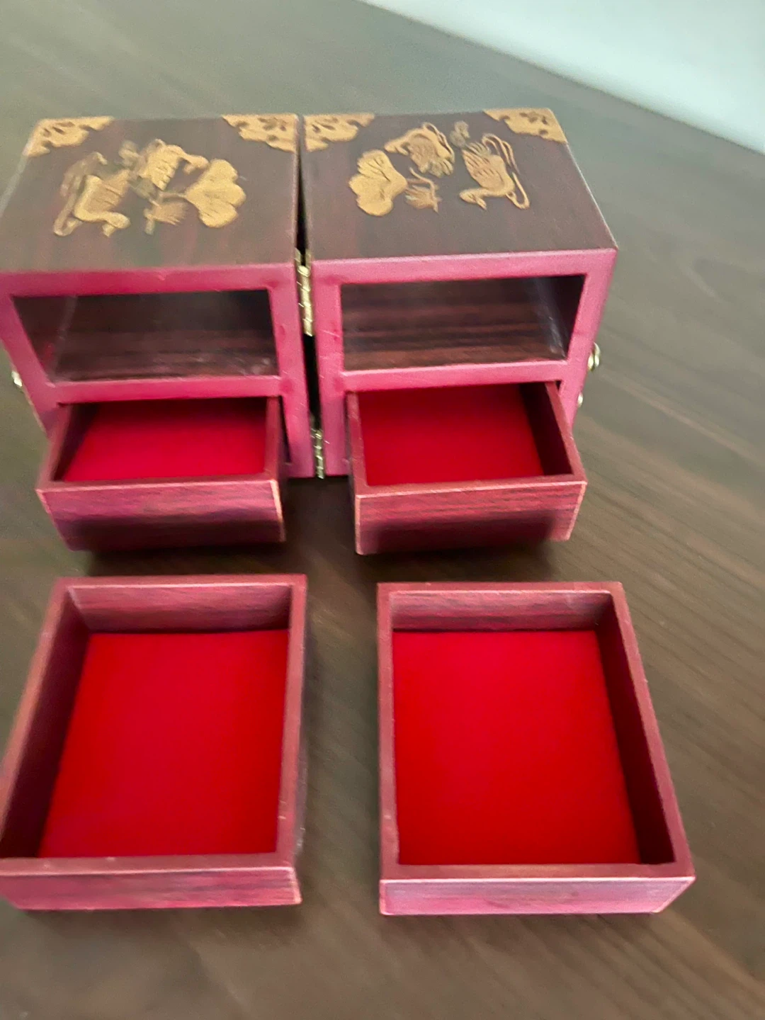 Vintage Korean Wooden Jewelry Box – Carved Mandarin Ducks - photo 5