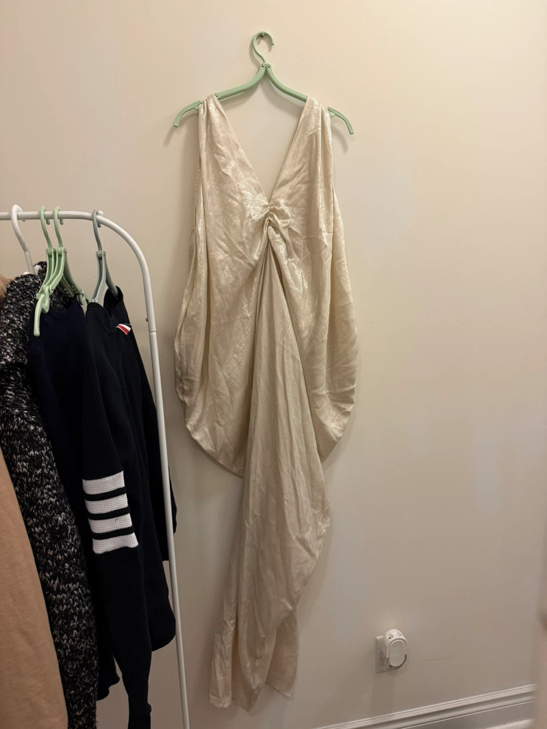 Gold Metallic Drape Dress