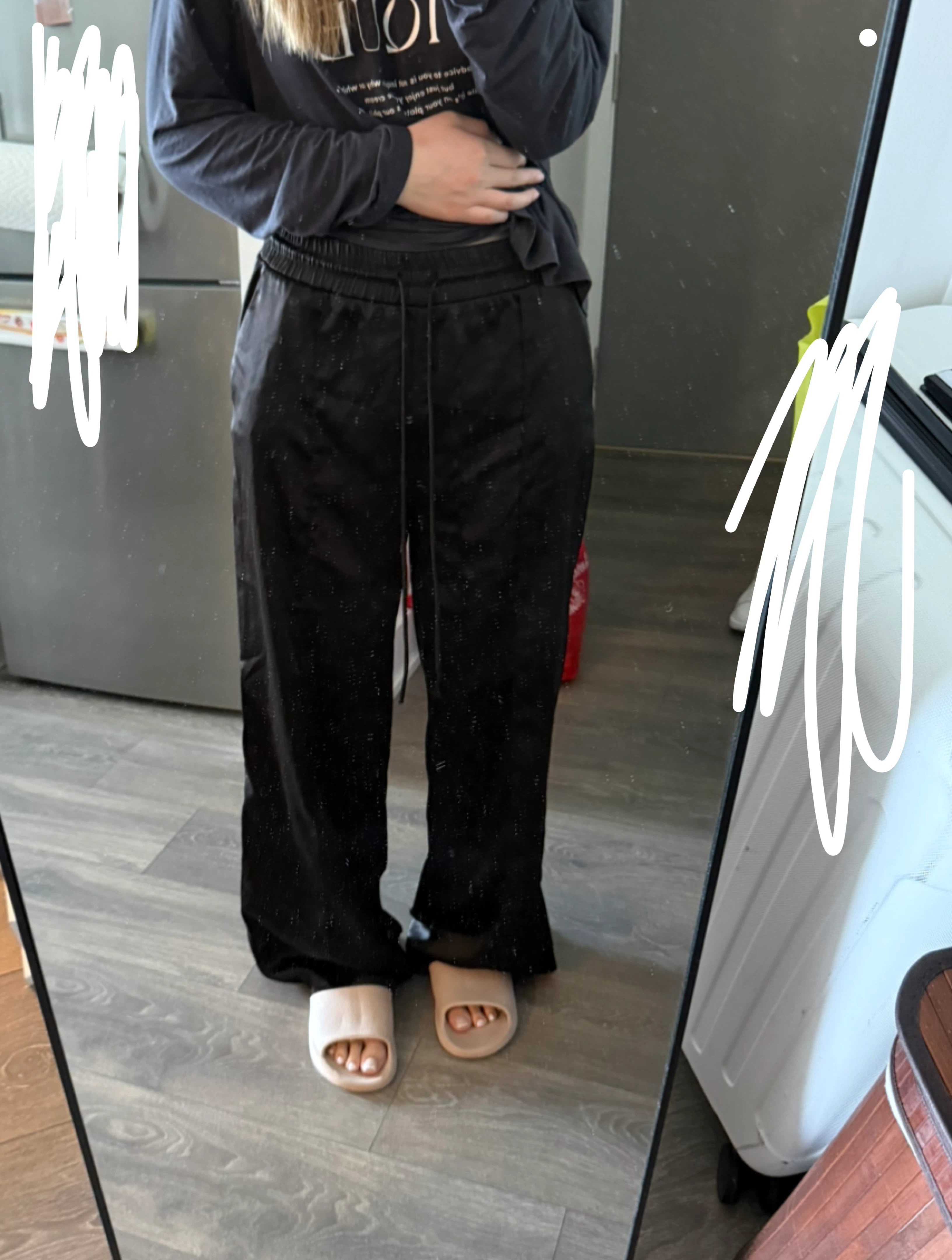 ZARA Black Wide Leg Satin Pants - Size Medium