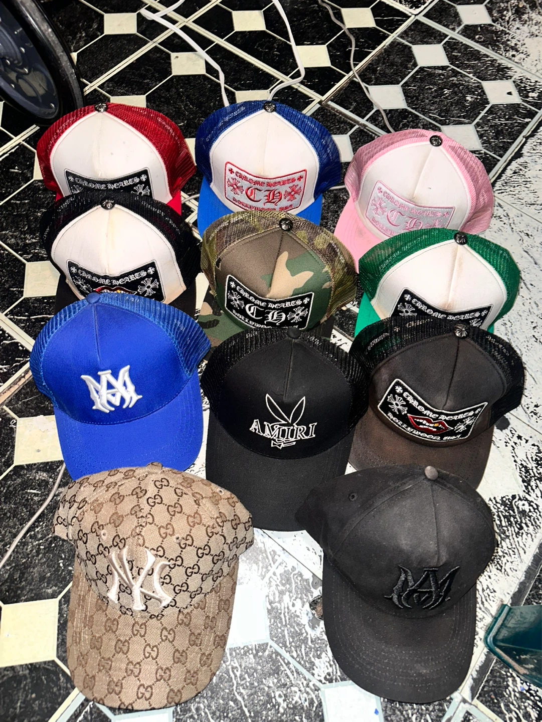 Assorted Designer Hats - Chrome Hearts, Amiri, Gucci