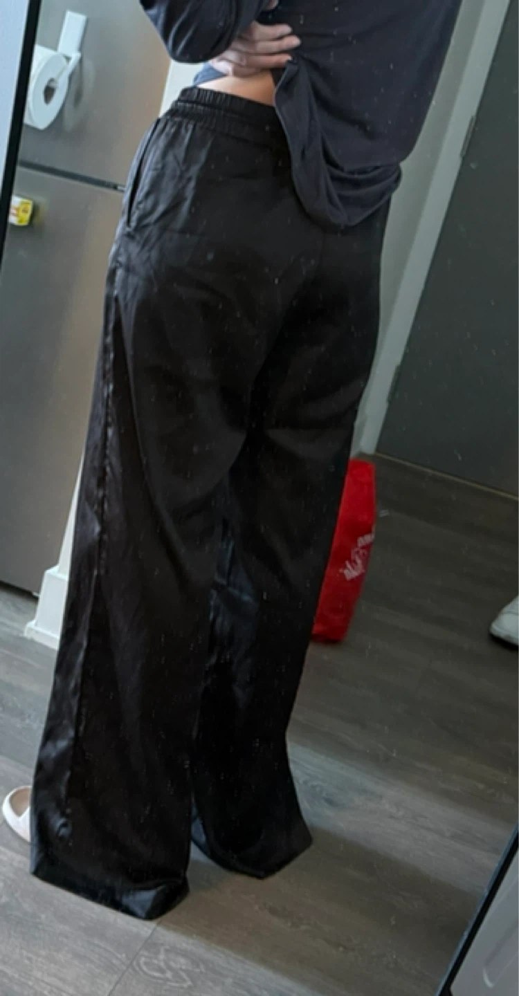 ZARA Black Wide Leg Satin Pants - Size Medium - photo 3