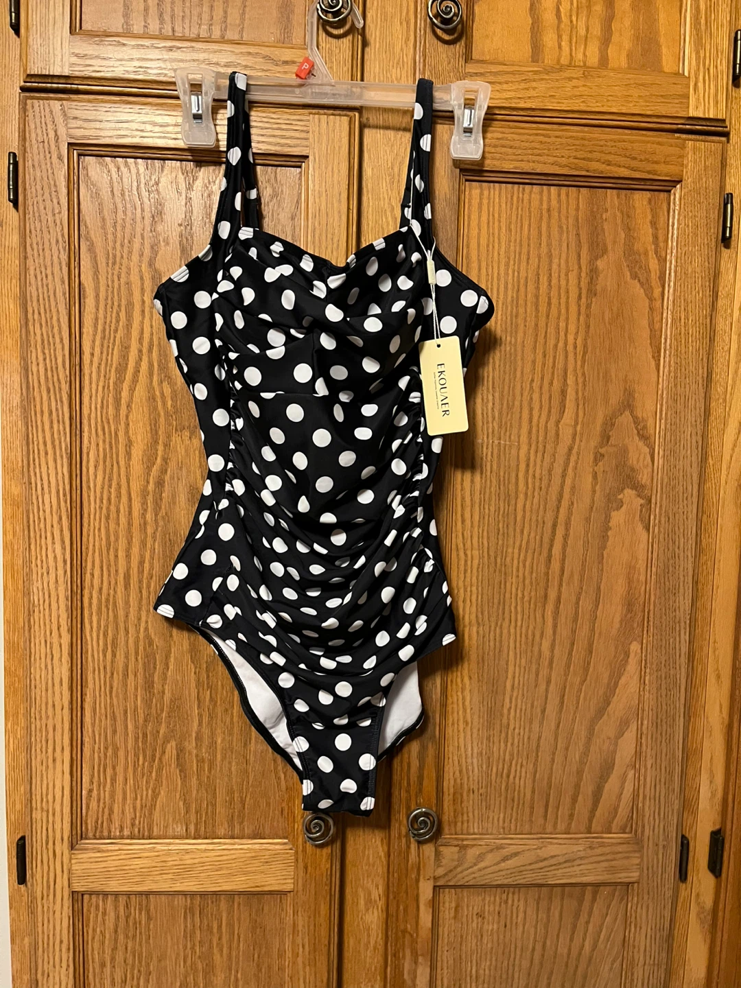 Ekolair Black and White Polka Dot One-Piece Swimsuit - Large - photo 5