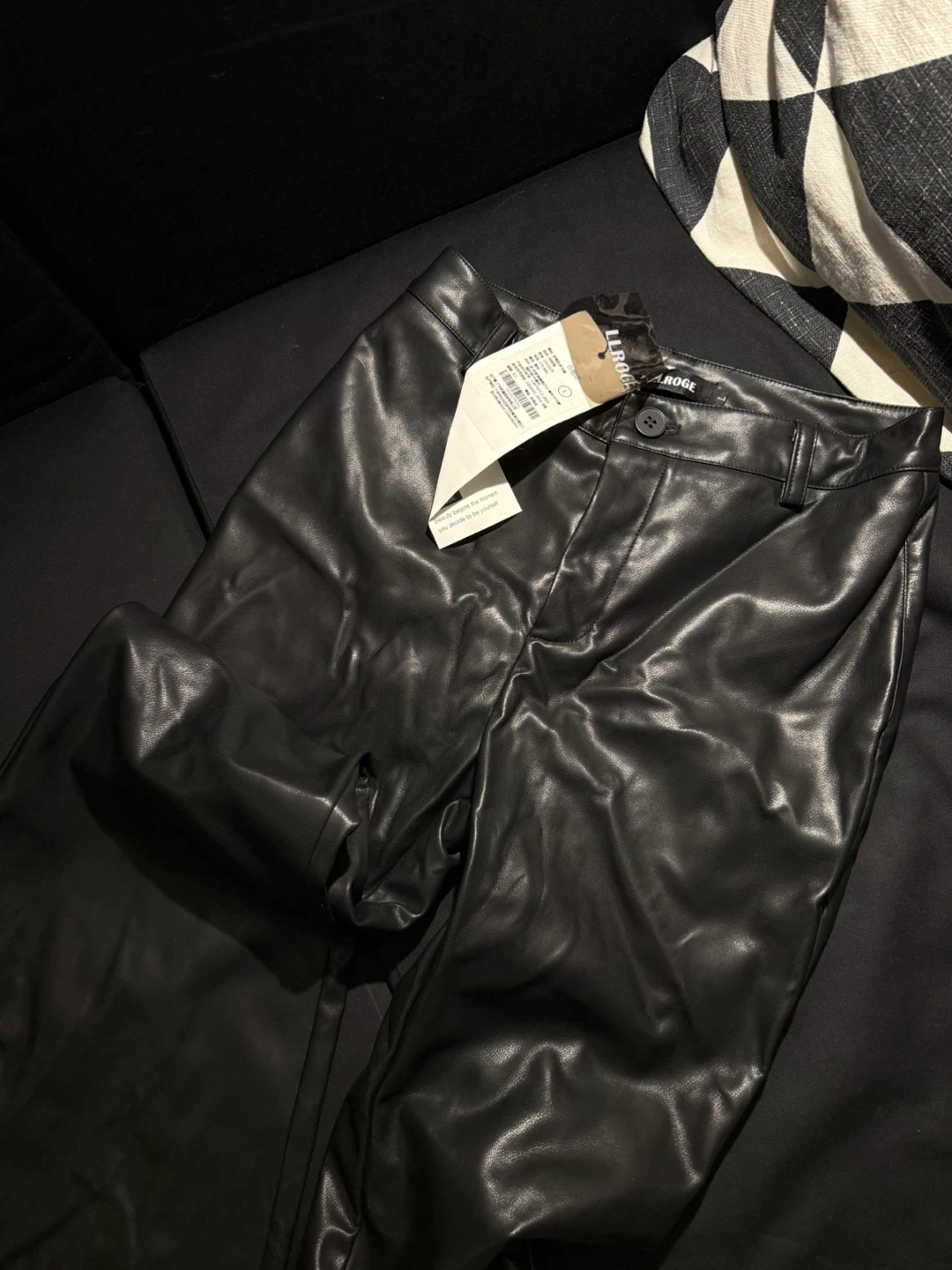 Black Faux Leather Boot-cut Flare Pants - photo 3
