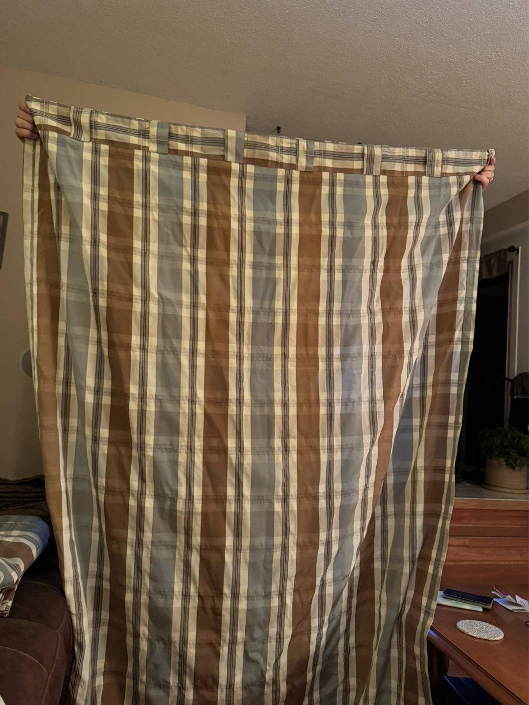 Plaid Curtain Panel (3 panels & 1 valance)