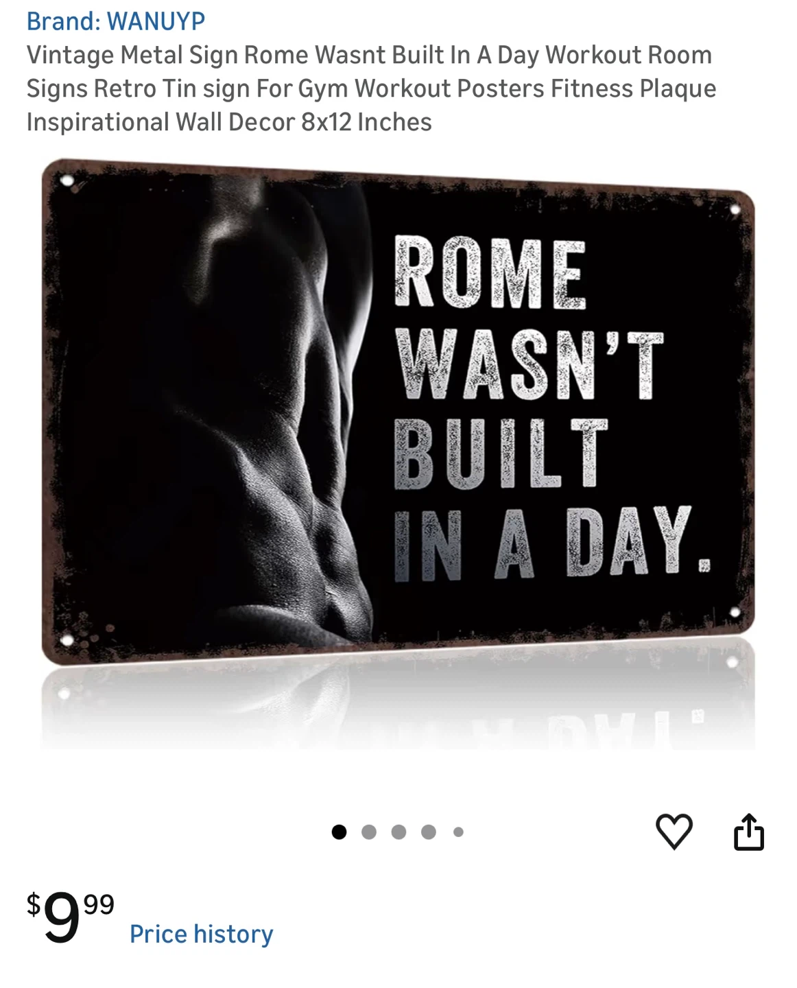 WANUYP Vintage Tin Sign - Rome Wasn't Built In A Day - photo 2