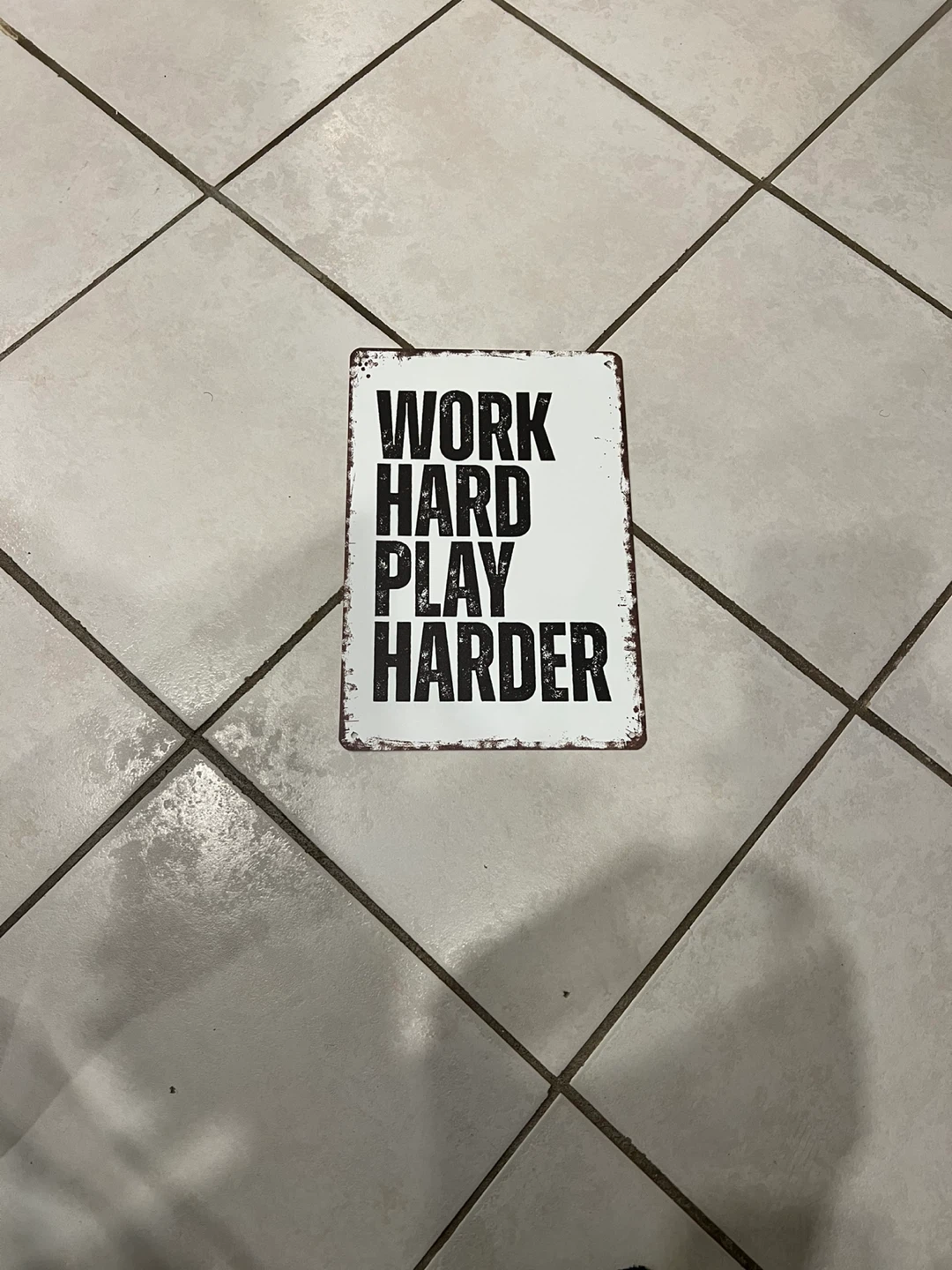 WANUYP Work Hard Play Harder Tin Sign - 8x12 Inches