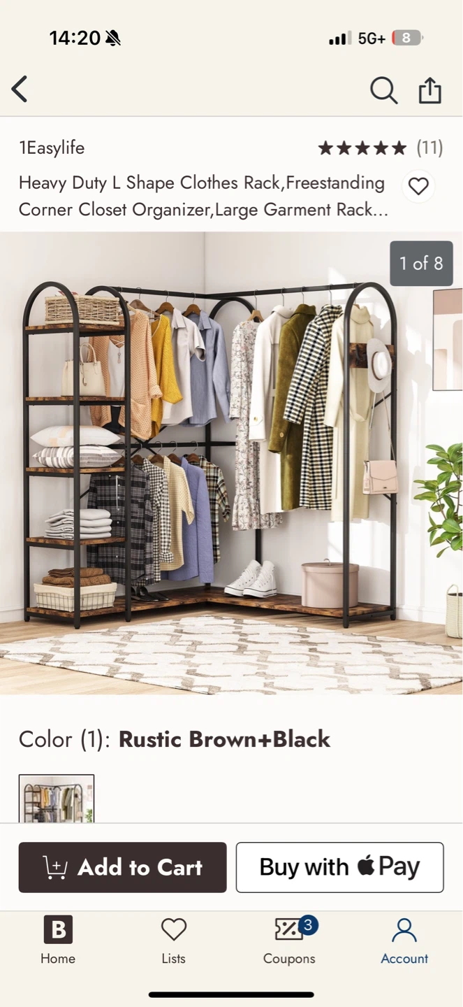 Clothes Rack Corner Closet Organizer
