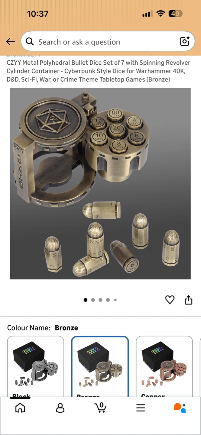 CZY Y Metal Polyhedral Dice Set with Spinning Revolver Container