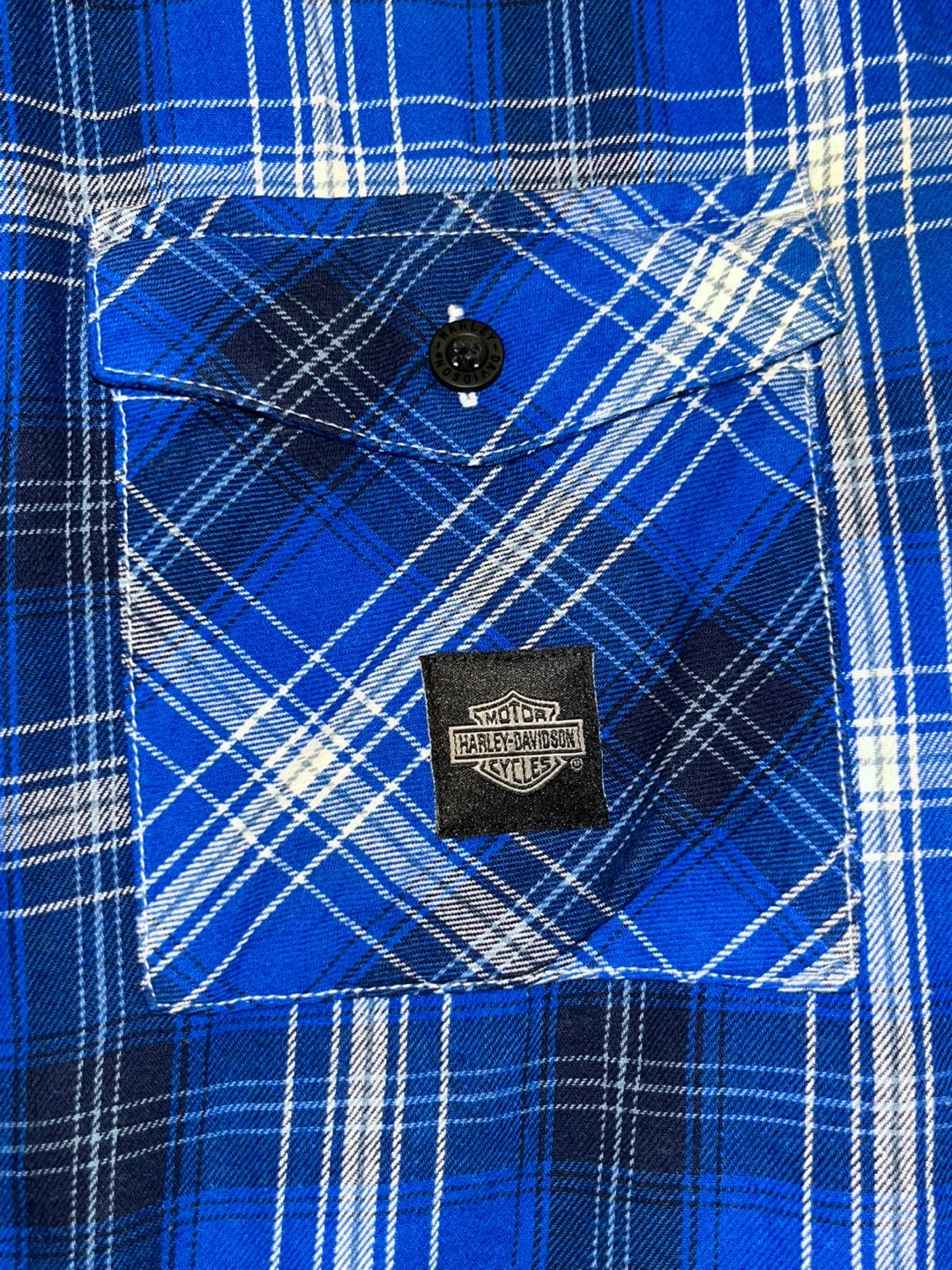 Harley-Davidson Blue Plaid Large Short Sleeve Shirt - photo 3