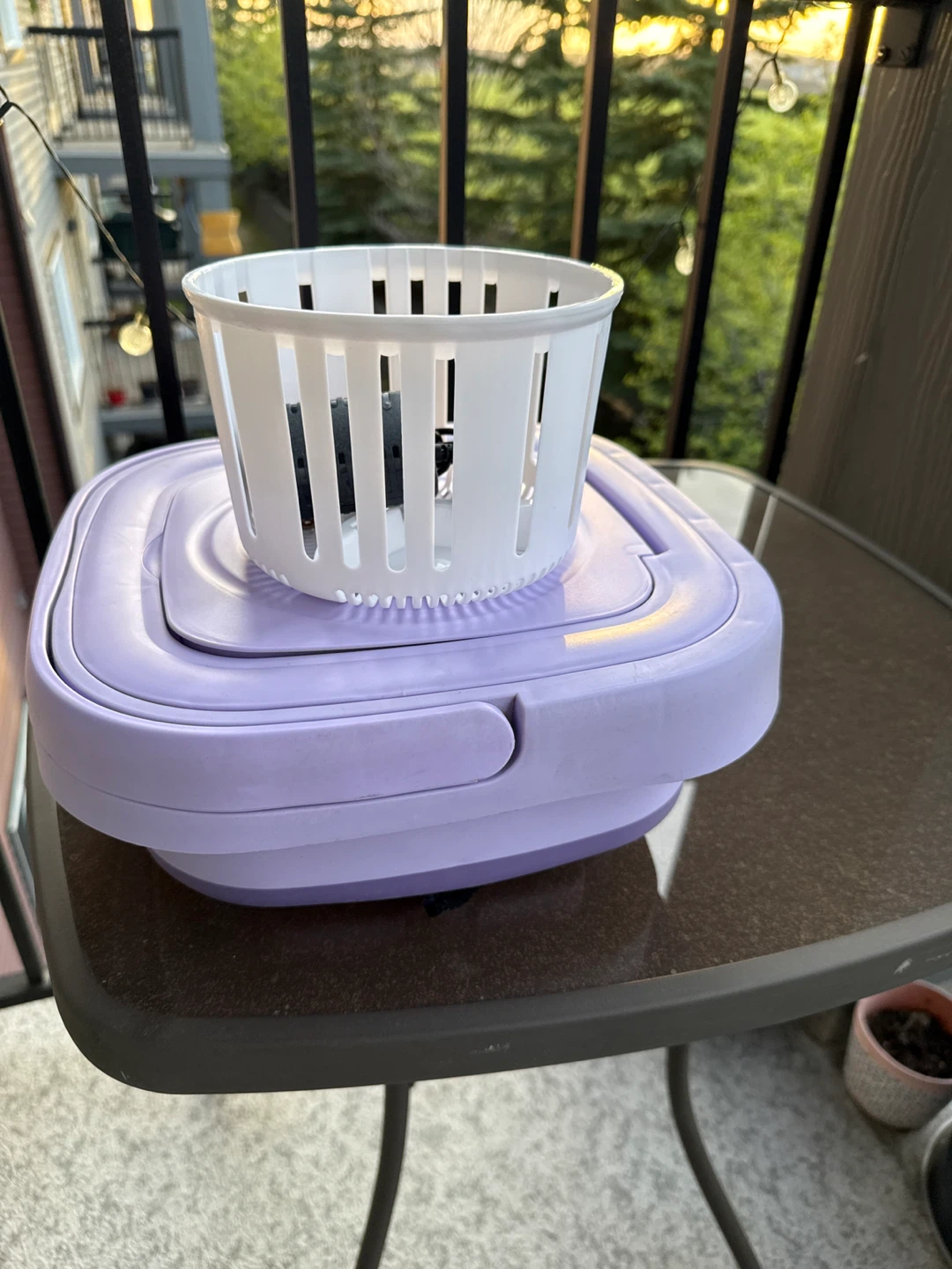 Purple Mini Washing Machine with White Basket