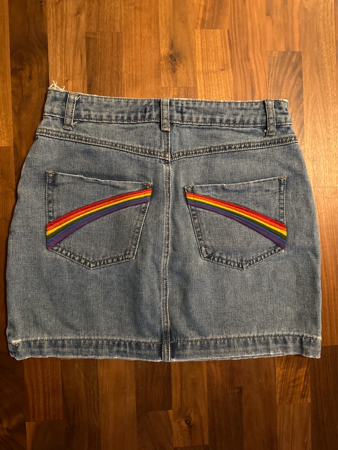 Forever 21 Denim Skirt with Rainbow Pockets - Size Small - photo 2
