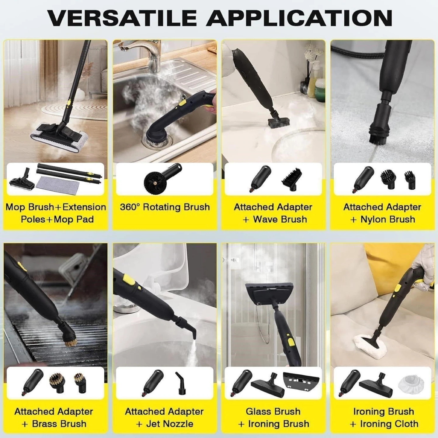 Yellow TVD Steam Cleaner with 26 Accessories - photo 3