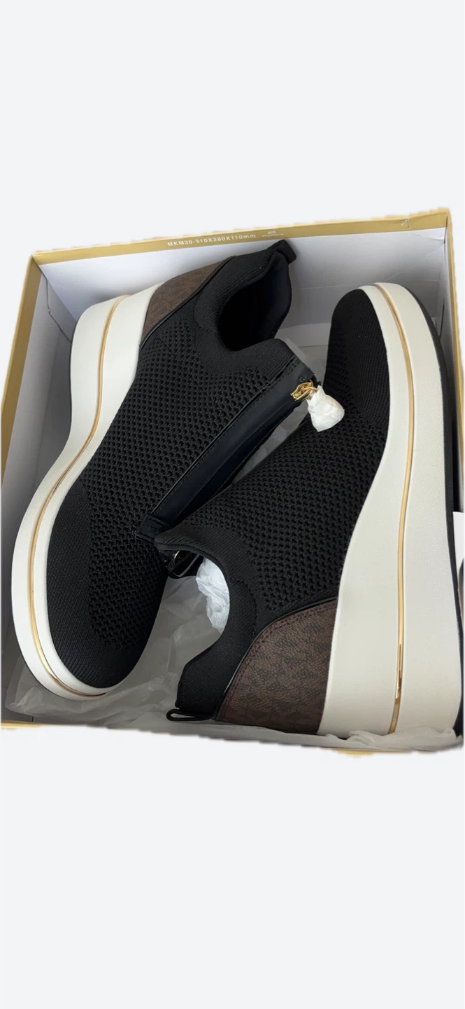 Size 11 Michael Kors black knit slip-on sneakers