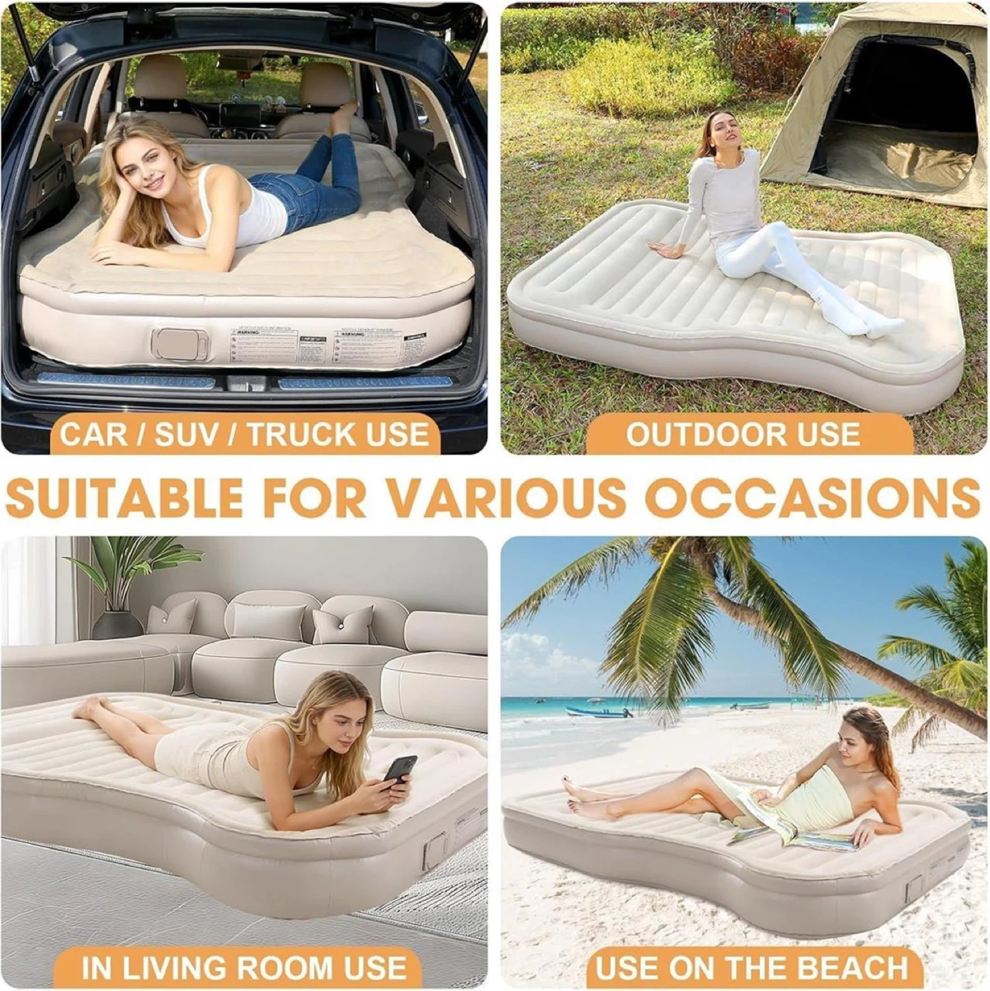 Inflatable Air Bed with Built-in Pump and Accessories