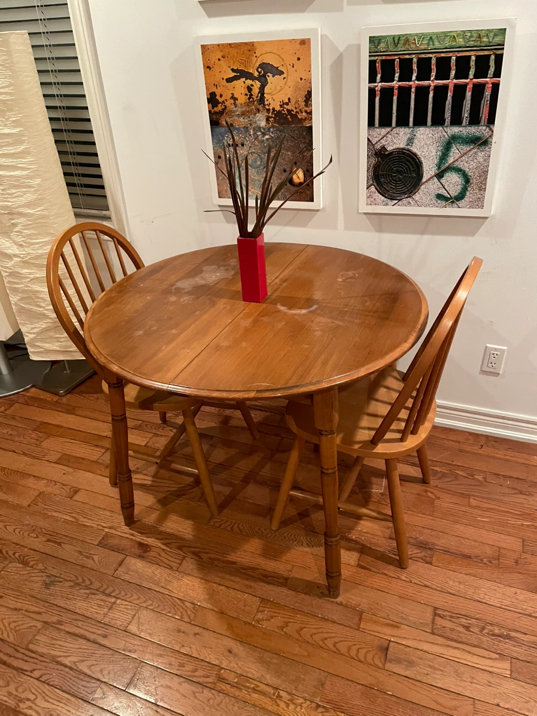 Round Wooden Dining Table with 2 Chairs - photo 2
