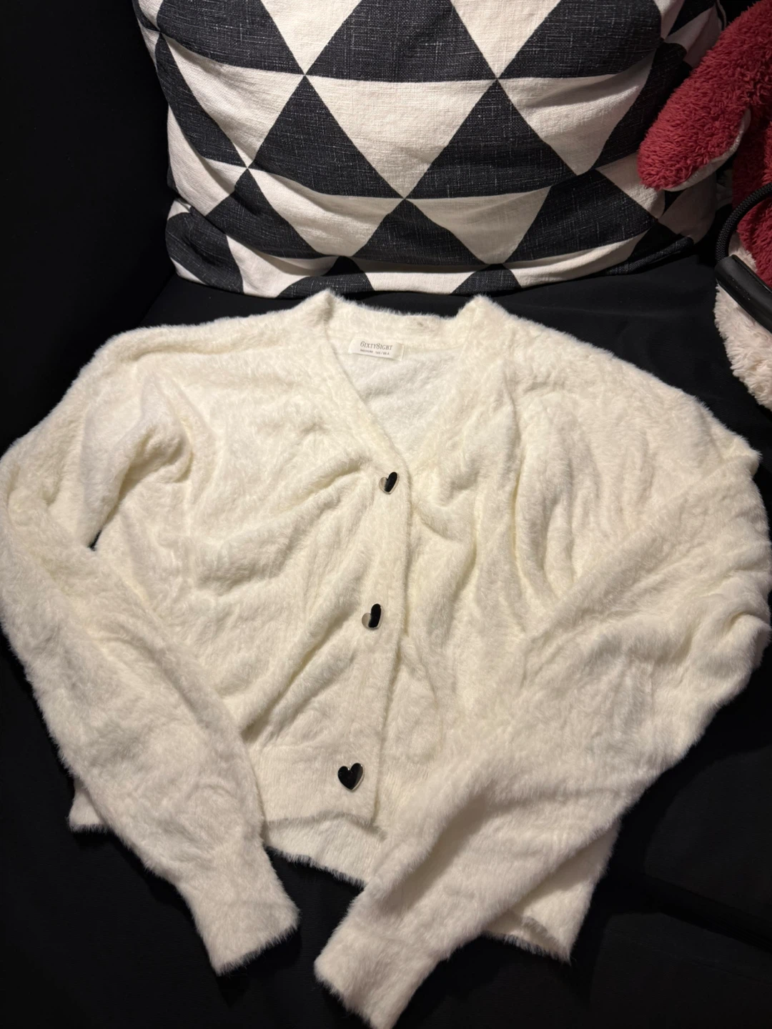 White fuzzy cardigan and cami set - photo 2
