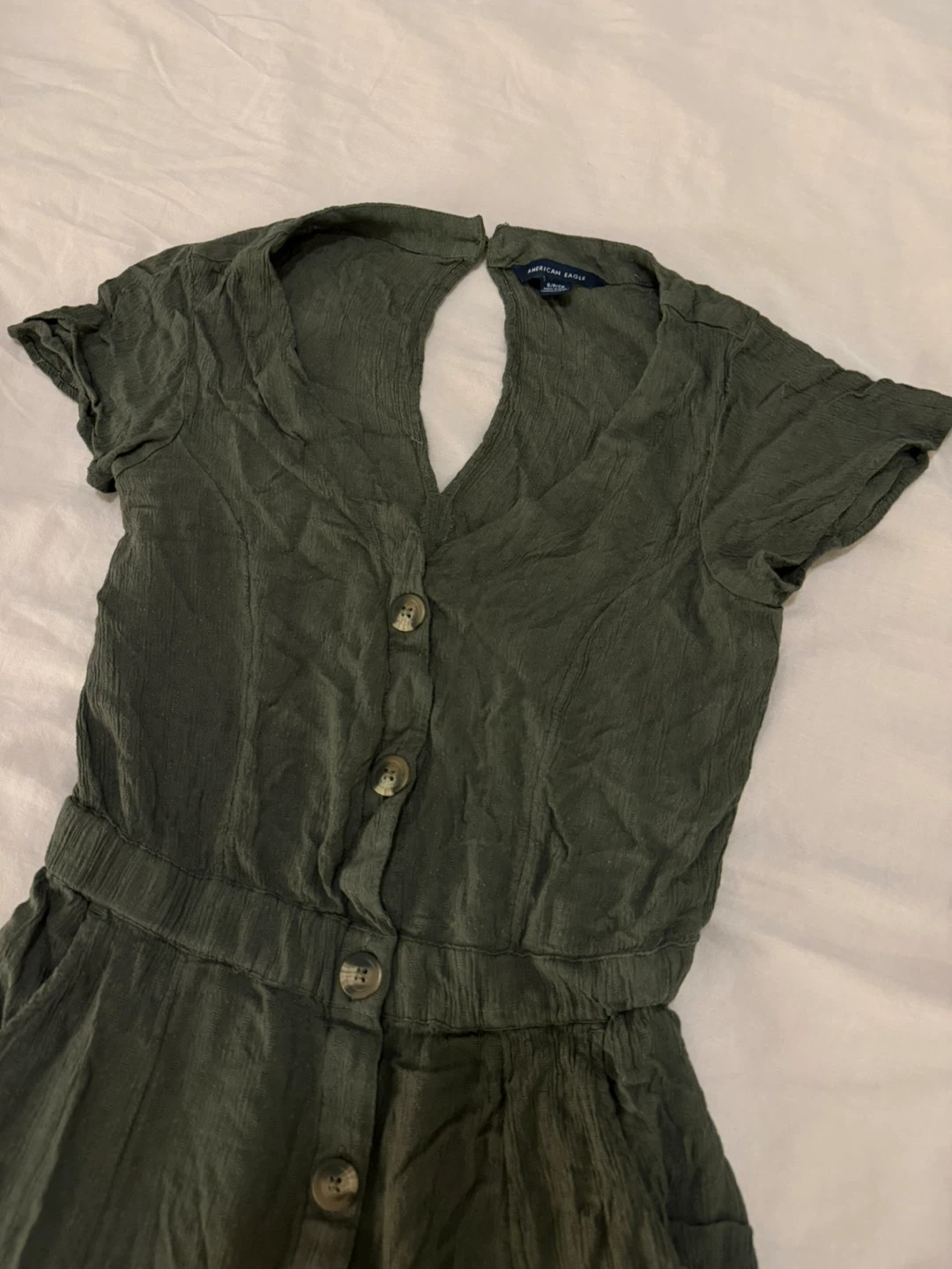 American Eagle Olive Green Button-Front Dress - photo 2