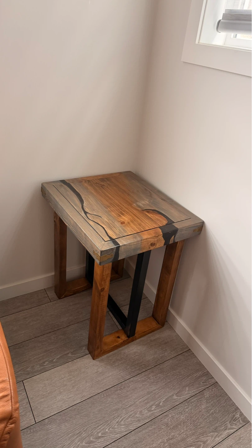 Wooden End Table with Resin Inlay + 2 side tables - photo 3