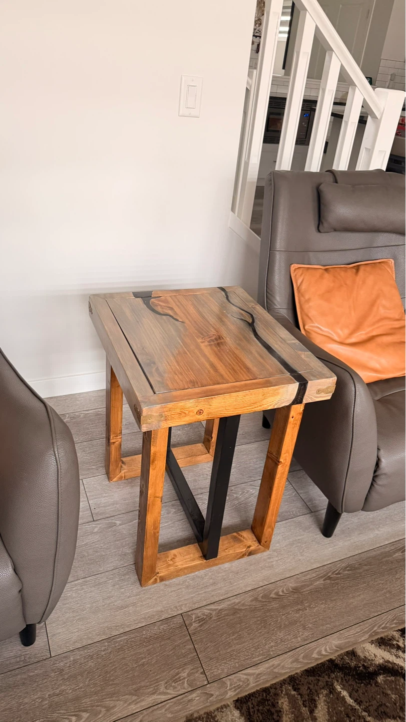 Wooden End Table with Resin Inlay + 2 side tables - photo 2