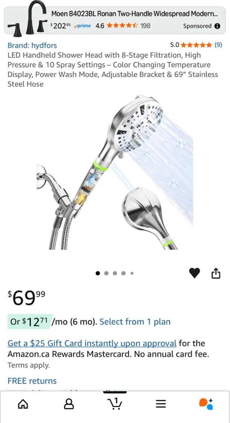 Hydfors LED Handheld Shower Head with 8-Stage Filtration