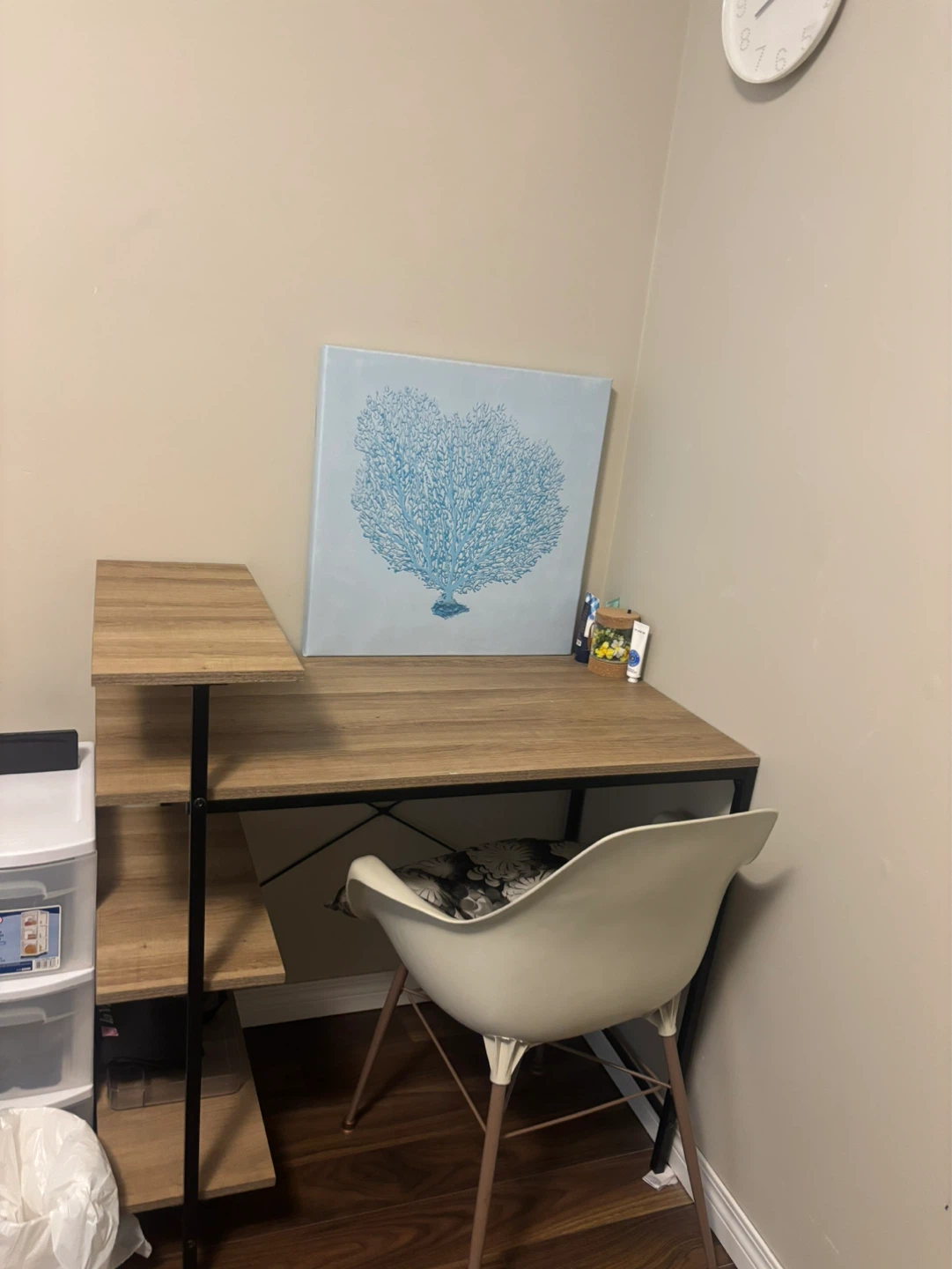 Wooden Compact Desk with Shelving