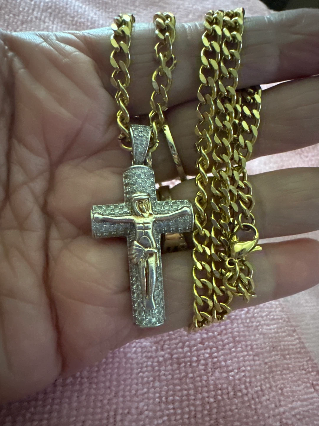 KUPING 14kGold laminated Chain with Jesus Crucifix Pendant