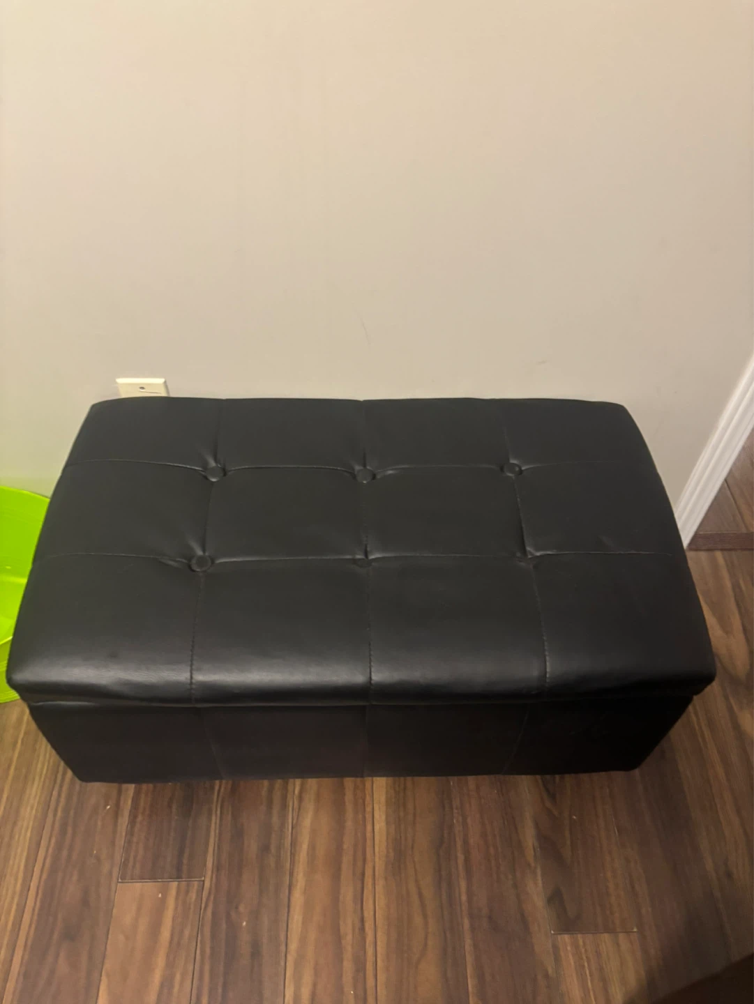 Black Faux Leather Storage Ottoman Bench