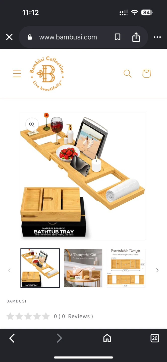 Bambusi Collection Bamboo Bathtub Tray