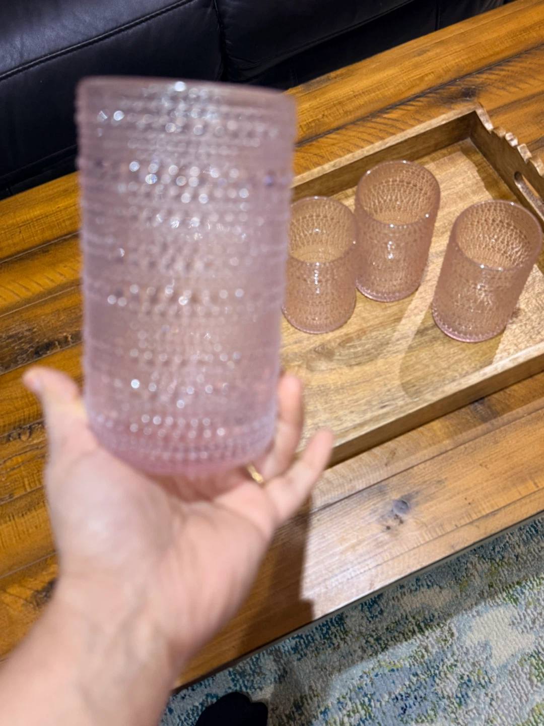 Set of 4 Pink Textured Tumblers - photo 2