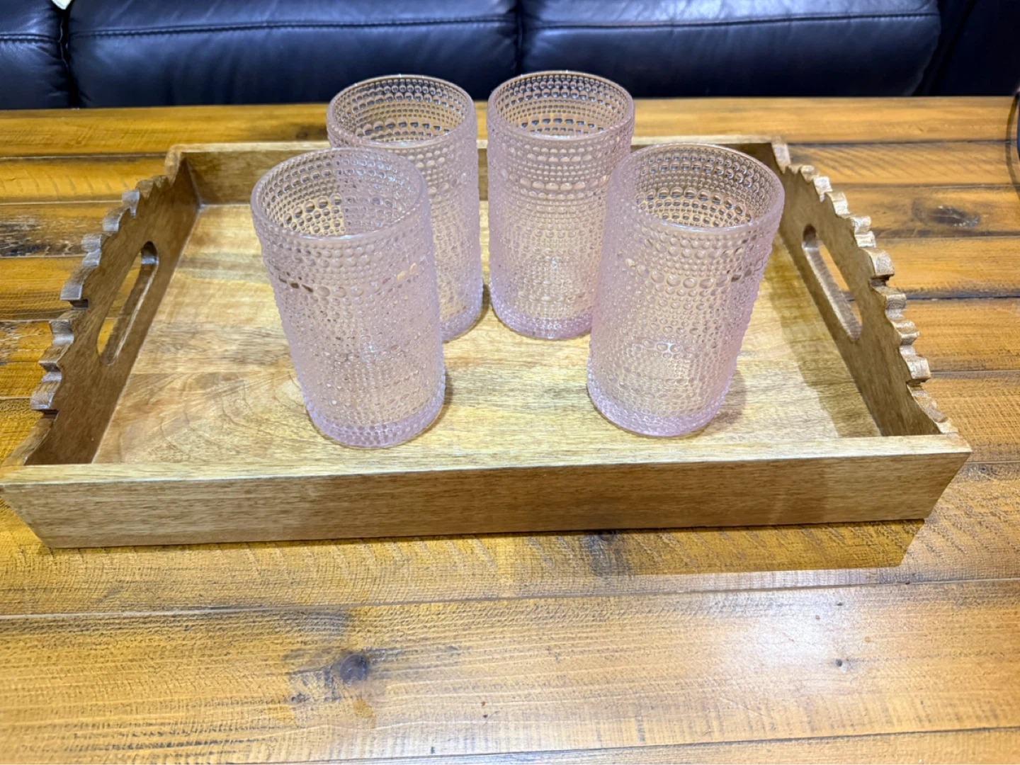 Set of 4 Pink Textured Tumblers