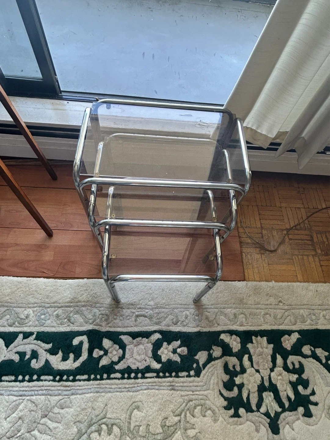 Chrome and Glass 3-Tier Side Table