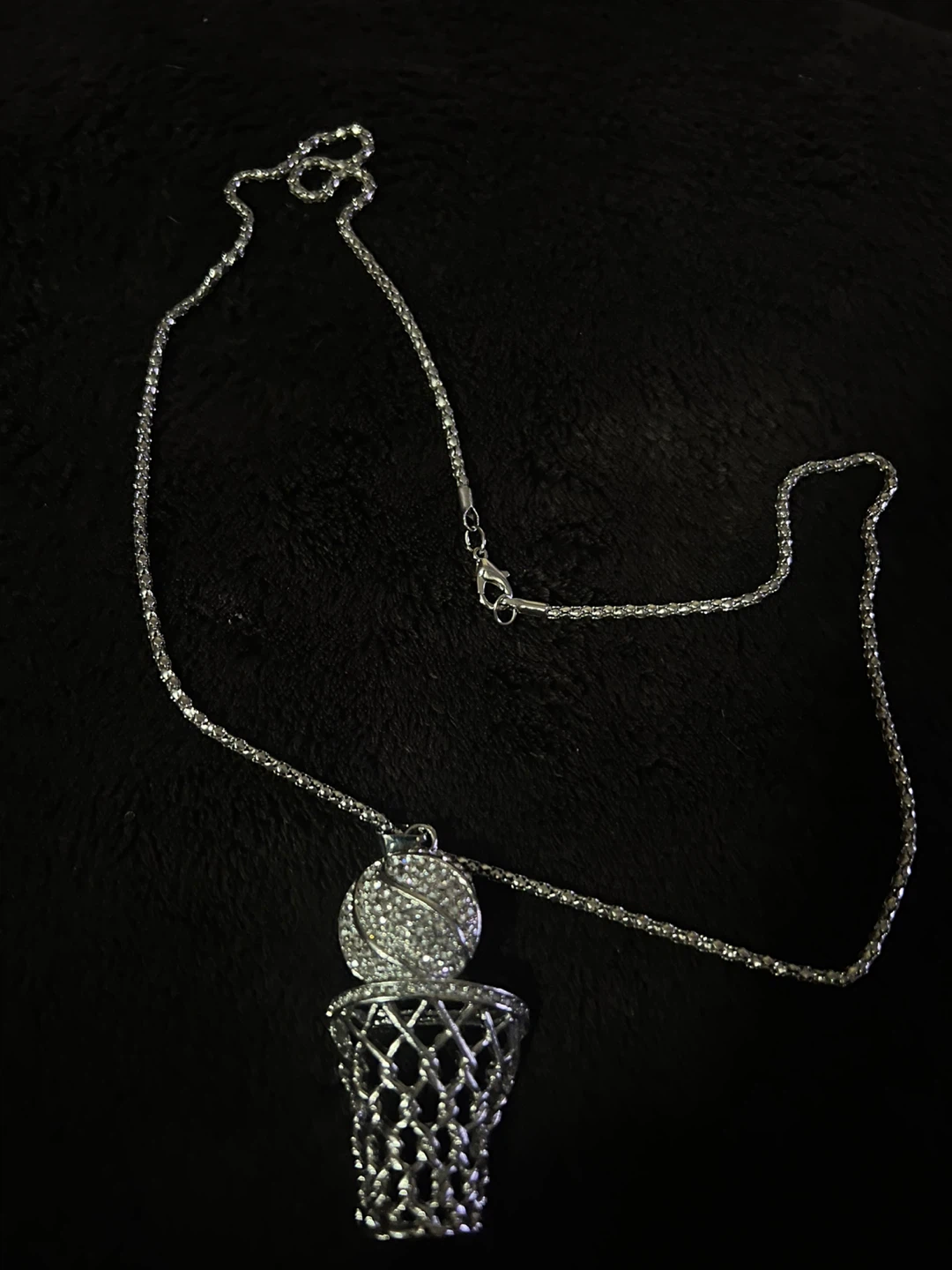 Basketball Hoop and Ball Pendant Necklace