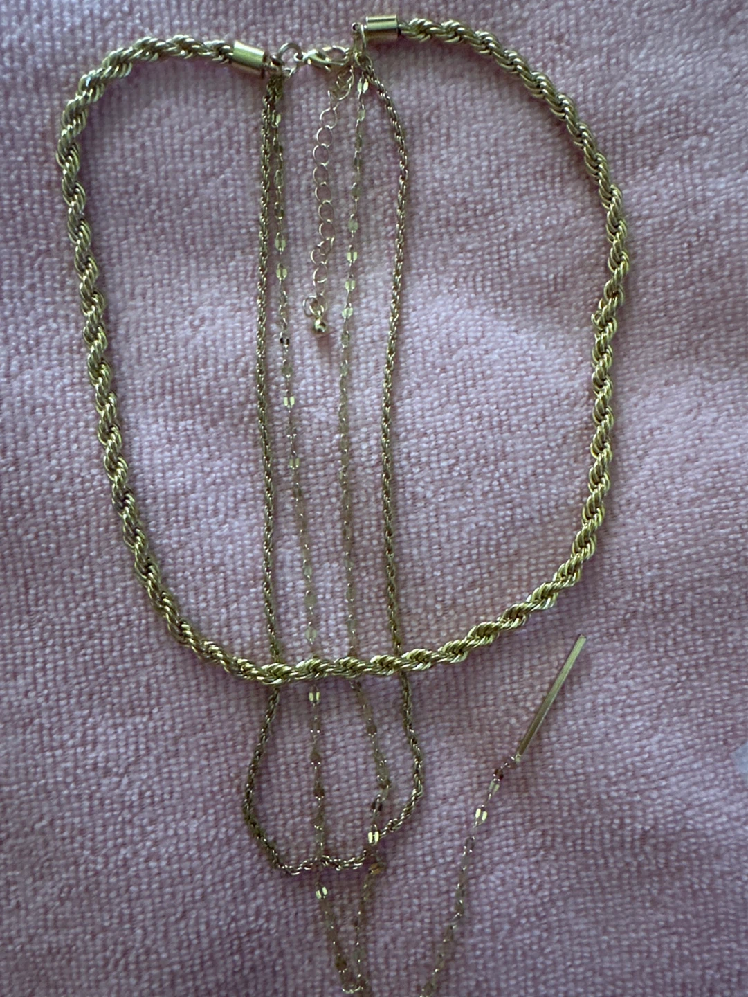 Gold Tone Layered Rope Chain Necklace - photo 2