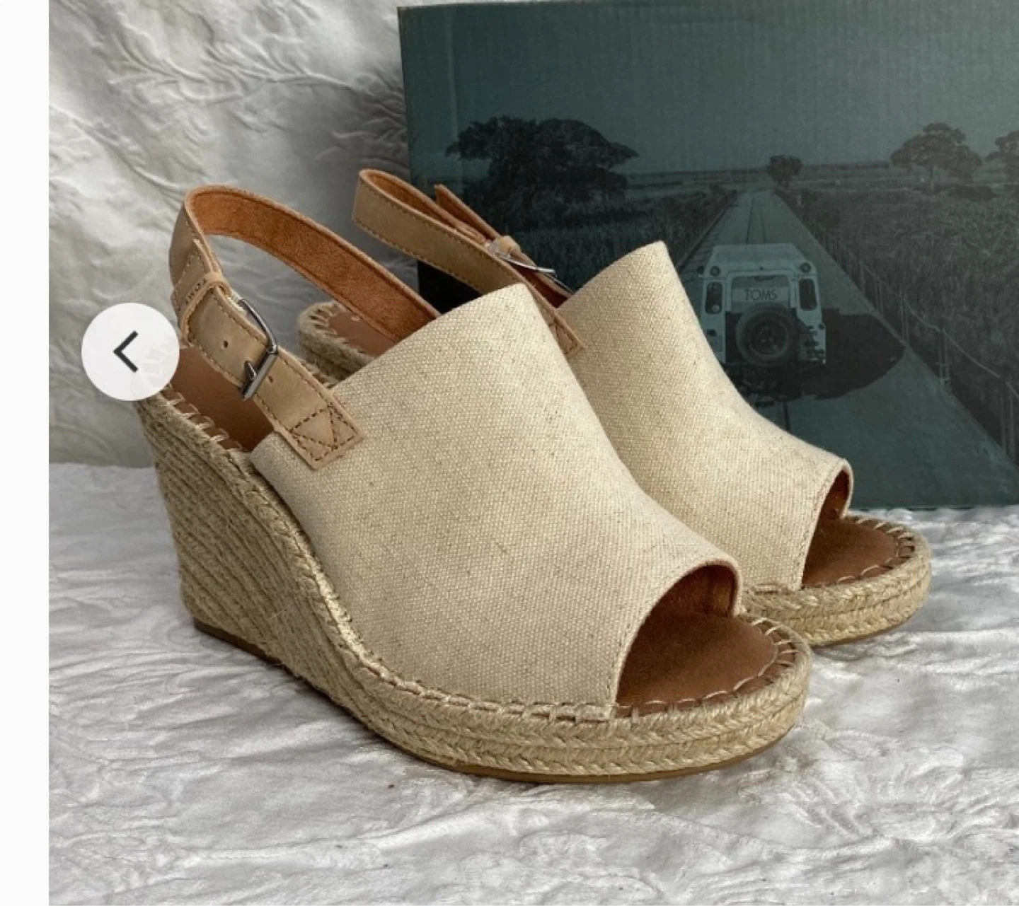 TOMS Women's Beige Canvas Wedge Espadrille Sandals Size 8 - photo 5