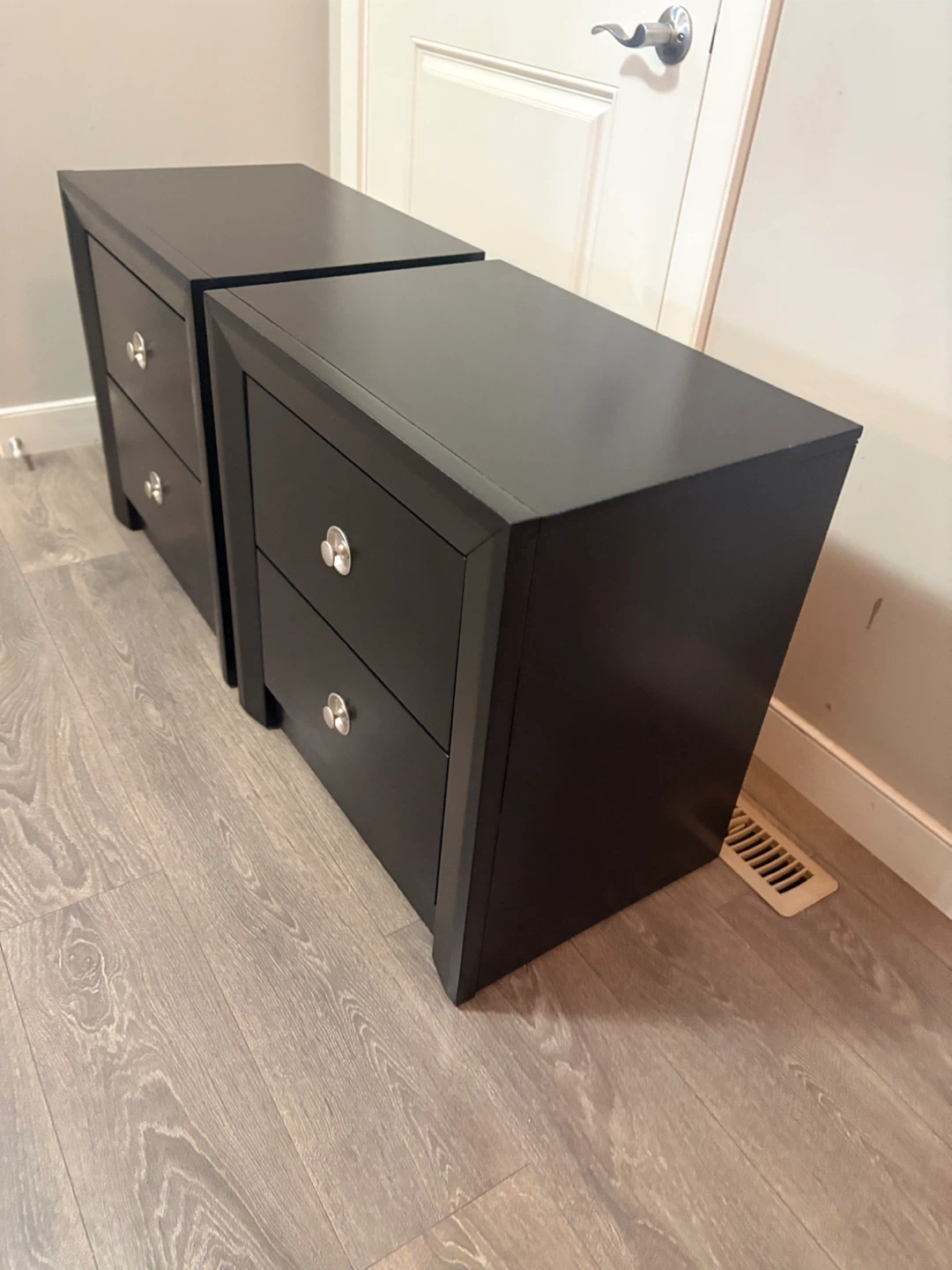 Pair of Black Nightstands with 2 Drawers - photo 3