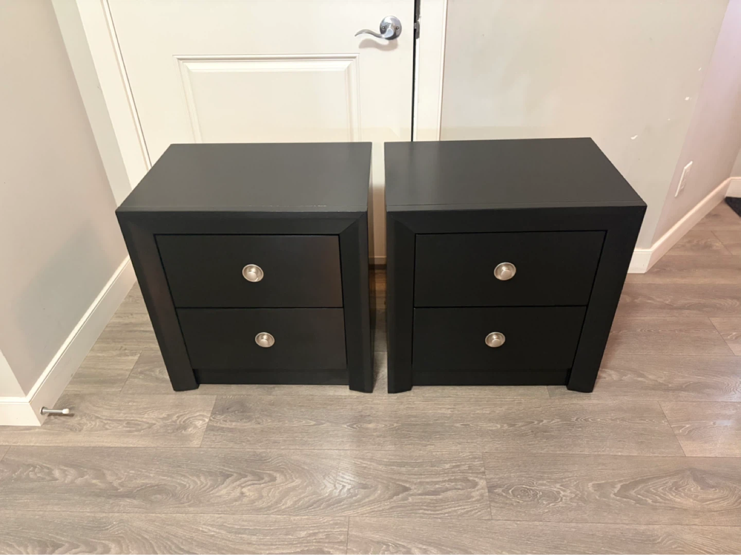 Pair of Black Nightstands with 2 Drawers - photo 5