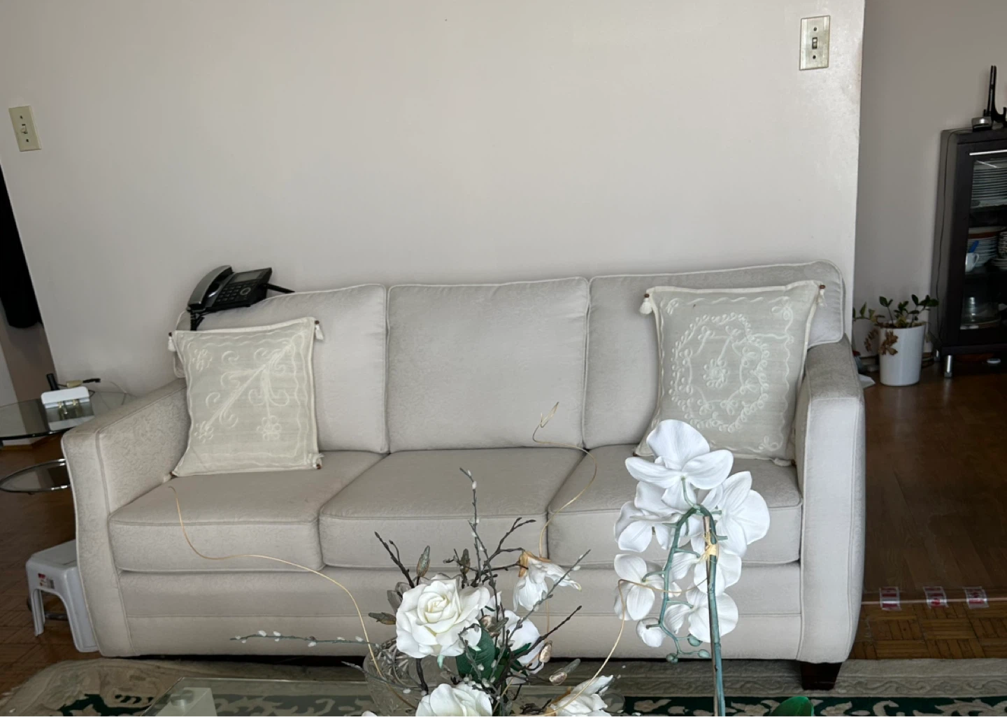 Cream Sofa with Decorative Pillows - photo 2