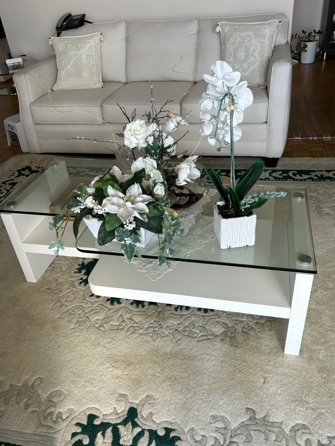 Cream Sofa with Decorative Pillows - photo 4